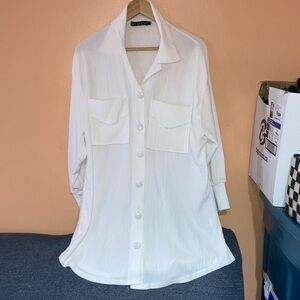 Luxe Button-Down Pocket Shirt - White
